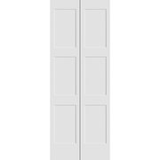 Codel Doors 30" x 80" Primed 3-Panel Equal Panel Shaker Bifold Door and Hardware 2668pri8433BF